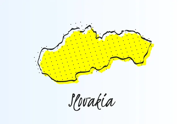 Karte der Slowakei, halbfeiner abstrakter Hintergrund. gezeichnete Grenze und gelbe Farbe — Stockvektor