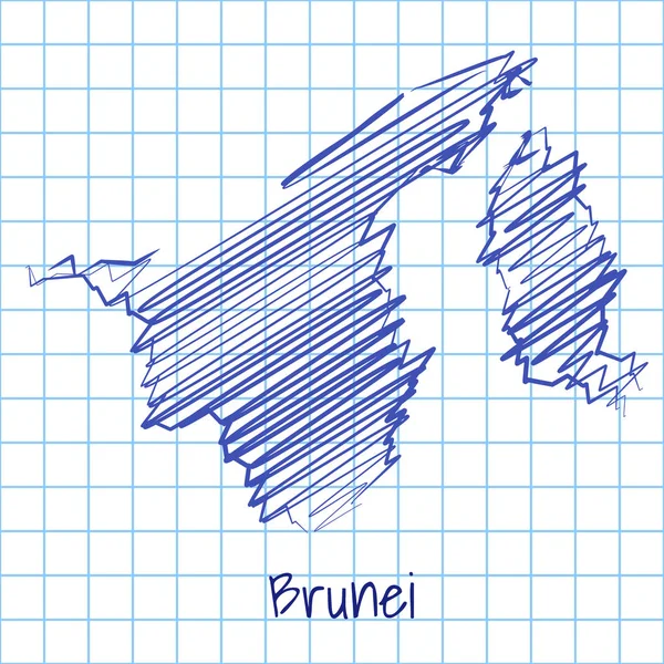 Mappa del Brunei, schizzo blu sfondo astratto — Vettoriale Stock