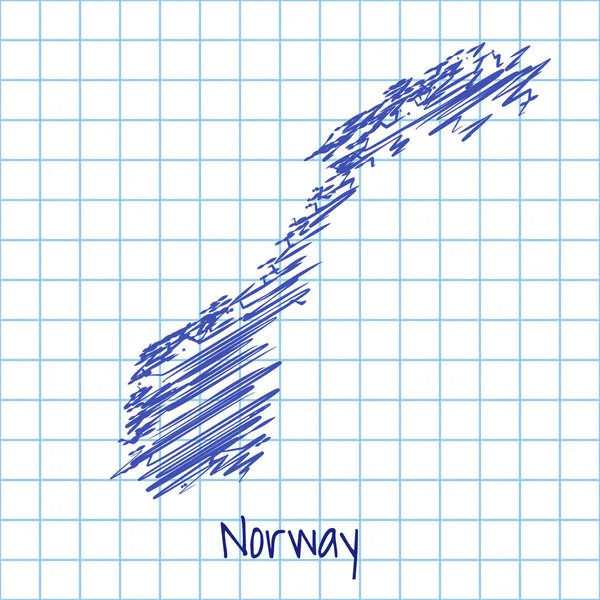 Карта Норвегии, синий эскиз абстрактного фона — стоковый вектор