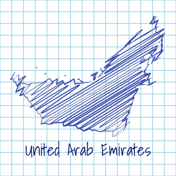 Mapa Zjednoczone Emiraty Arabskie, niebieski szkic tło — Wektor stockowy