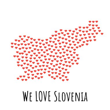 Slovenya harita kırmızı kalpler - aşk sembolü ile. arka plan