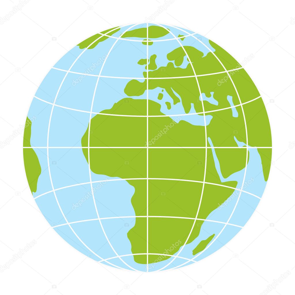 World globe icon. vector earth logo. web global symbol with grid