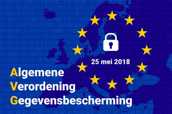 AVG Hollandalı metin, İngilizce çeviri - Gdpr - genel veri koruma Yönetmeliği. Vektör