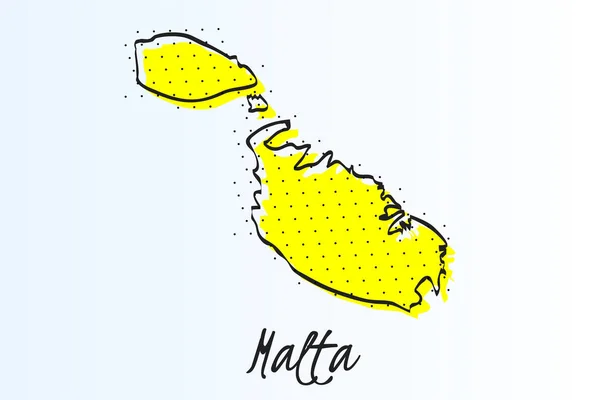 Mappa di Malta, mezzitoni sfondo astratto. linea di confine tracciata e colore giallo — Vettoriale Stock