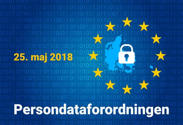 Dänischer Text, englische Übersetzung - gdpr - Allgemeine Datenschutzverordnung — Stockvektor