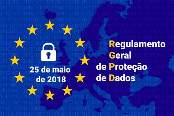 Rgpd portugál nyelven írt szöveget, angol fordítás - Gdpr - általános adatvédelmi rendeletben — Stock Vector