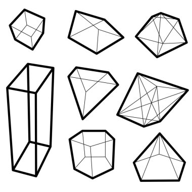 çerçeve geometrik şekiller. Piramitler, küpleri mineraller kümesi