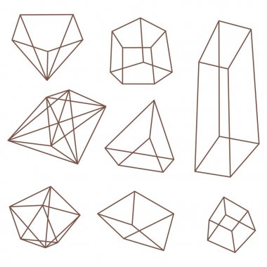 çerçeve geometrik şekiller. Piramitler, küpleri mineraller kümesi