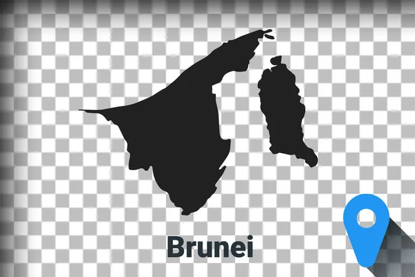 Map of Brunei, black map on a transparent background. alpha channel transparency simulation in png. vector — ストックベクタ