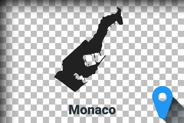 Map of Monaco, black map on a transparent background. alpha channel transparency simulation in png. vector — Stock Vector