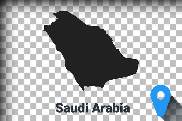 Mapa Arabii Saudyjskiej, czarna mapa na przejrzystym tle. symulacja przezroczystości kanału alfa w png. wektor — Wektor stockowy