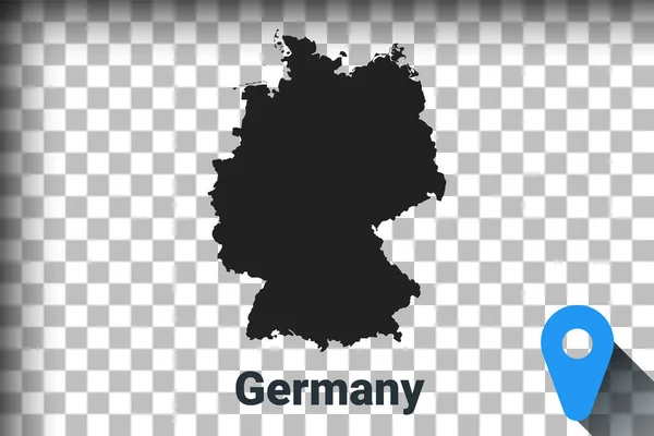 Map of Germany, black map on a transparent background. alpha channel transparency simulation in png. vector — Stock Vector