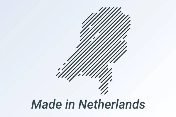 Feito na Holanda, mapa listrado em uma faixa preta em um fundo prateado —  Vetores de Stock