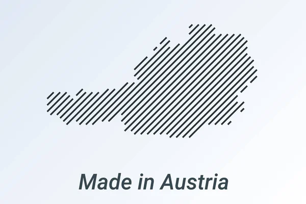 Made in Austria, striped map in a black strip on a silver background — Stok Vektör