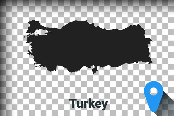 Mapa de Turquía, mapa negro sobre fondo transparente. simulación de transparencia de canal alfa en png. vector — Vector de stock