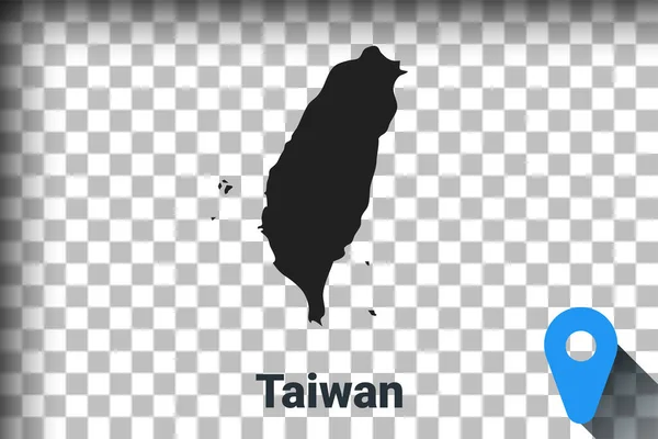 Mappa di Taiwan, mappa nera su sfondo trasparente. simulazione di trasparenza del canale alfa in png. vettore — Vettoriale Stock