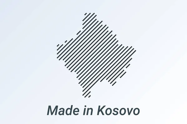 Realizzato in Kosovo, mappa a strisce in una striscia nera su sfondo argento — Vettoriale Stock