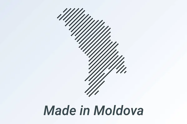 Made in Moldova, mappa a strisce in una striscia nera su sfondo argento — Vettoriale Stock