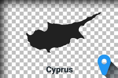 Kıbrıs haritası, şeffaf bir arkaplanda kara harita. png içinde alfa kanal şeffaflık simülasyonu. vektör