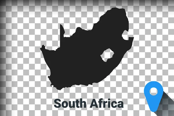 Mapa Jižní Afriky, černá mapa na průhledném pozadí. Simulace průhlednosti alfa kanálu v png. vektor — Stockový vektor