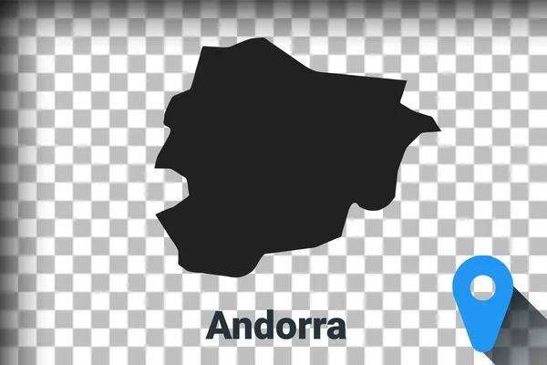 Mappa di Andorra, mappa nera su sfondo trasparente. simulazione di trasparenza del canale alfa in png. vettore — Vettoriale Stock