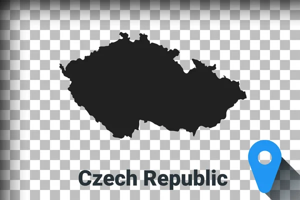 Mappa della Repubblica Ceca, mappa nera su sfondo trasparente. simulazione di trasparenza del canale alfa in png. vettore — Vettoriale Stock