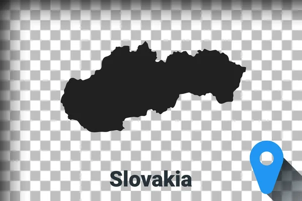 Karte der Slowakei, schwarze Karte auf transparentem Hintergrund. Alpha-Kanal Transparenz Simulation in PNG. Vektor — Stockvektor