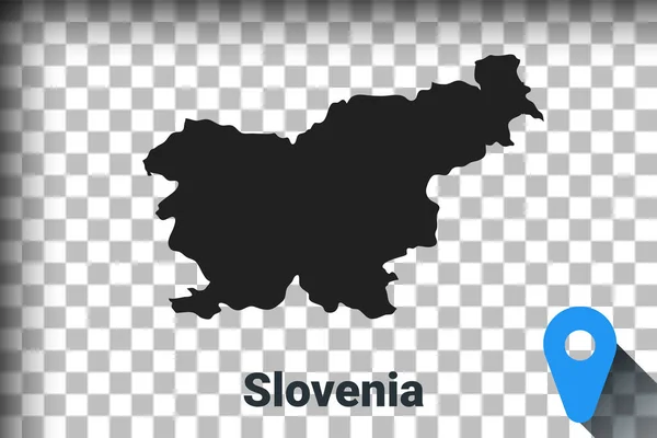 Mappa della Slovenia, mappa nera su sfondo trasparente. simulazione di trasparenza del canale alfa in png. vettore — Vettoriale Stock