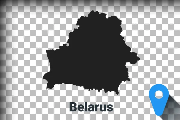 Carte de Biélorussie, carte noire sur un fond transparent. simulation de transparence des canaux alpha en png. vecteur — Image vectorielle