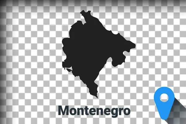 Montenegró térképe, fekete térkép átlátszó háttérrel. alfa csatorna transzparencia szimuláció png-ben. vektor — Stock Vector