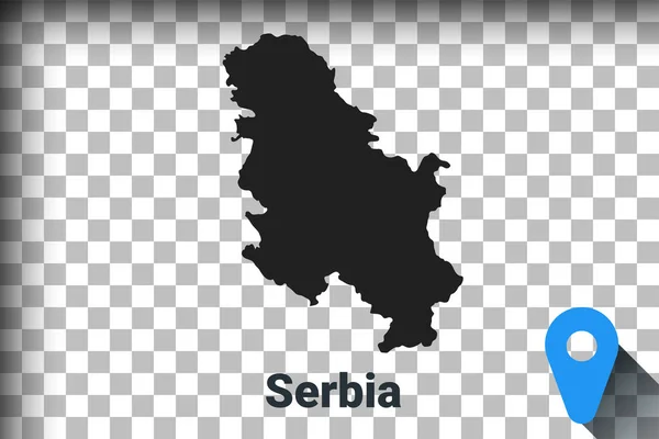 Mappa della Serbia, mappa nera su sfondo trasparente. simulazione di trasparenza del canale alfa in png. vettore — Vettoriale Stock