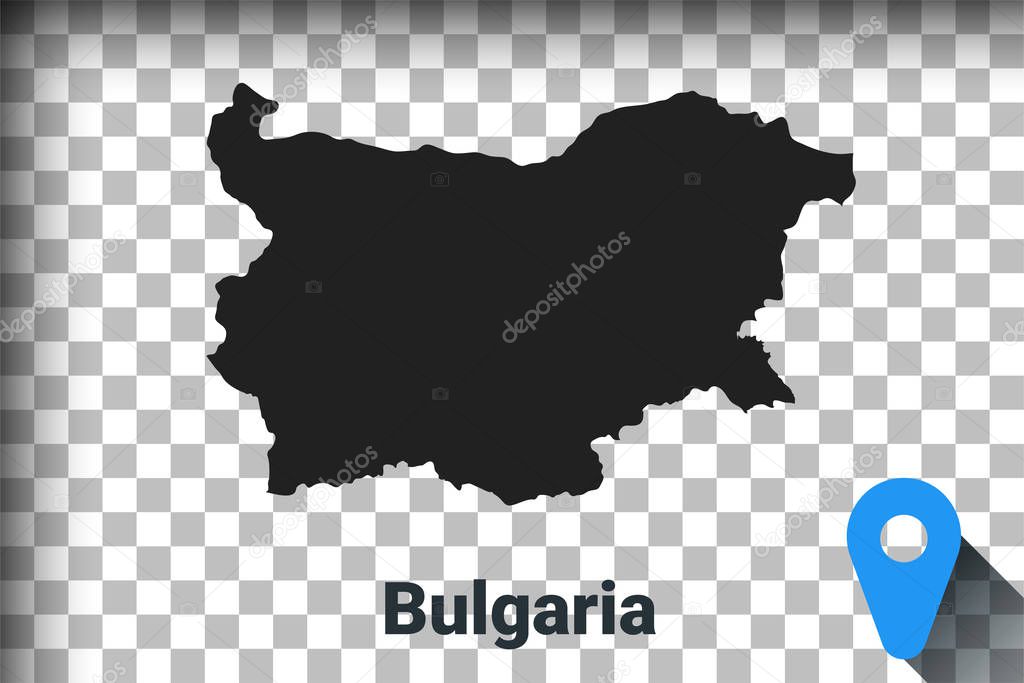 Map of Bulgaria, black map on a transparent background. alpha channel transparency simulation in png. vector