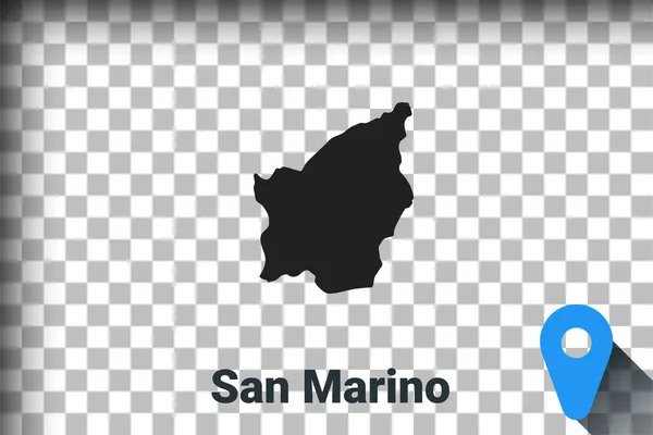 Carte de Saint-Marin, carte noire sur un fond transparent. simulation de transparence des canaux alpha en png. vecteur — Image vectorielle