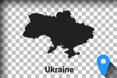 Ukrayna haritası, şeffaf bir arkaplanda kara harita. png içinde alfa kanal şeffaflık simülasyonu. vektör
