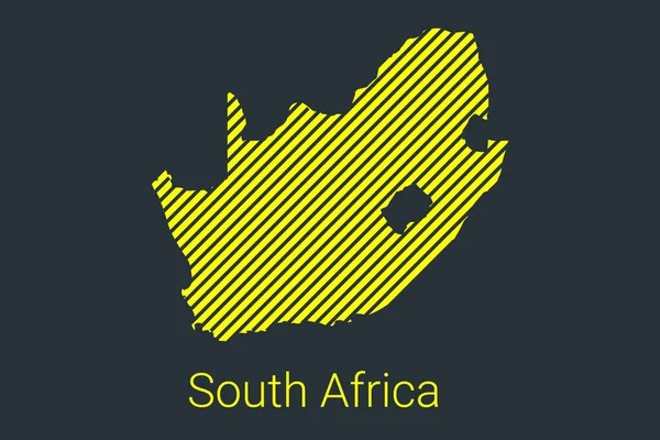 Карта Южной Африки Полосатая Карта Черной Полосе Желтом Фоне Инфографики — стоковый вектор