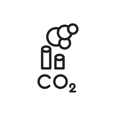 İkon sembolü CO2 bulutları - küresel ısınmanın ve çevresel kirliliğin ve şehirlerdeki dumanların nedeni. Minimalist siyah logo. vektör illüstrasyonu