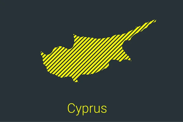 Map Cyprus Striped Map Black Strip Yellow Background Coronavirus Infographics — Stock Vector