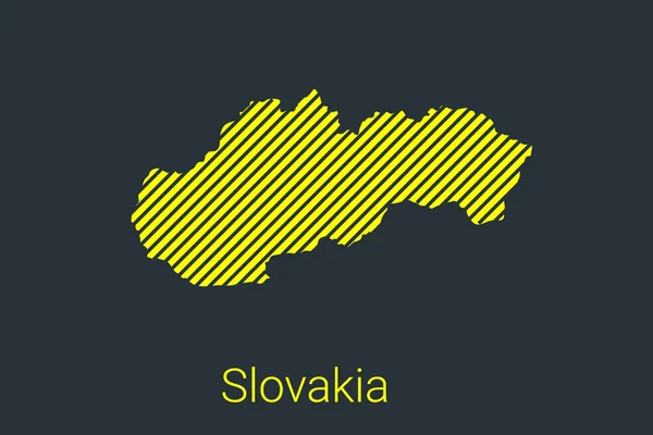 Map Slovakia Striped Map Black Strip Yellow Background Coronavirus Infographics — Stock Vector