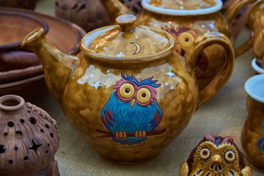 Renkli çay - seramik el yapımı kil