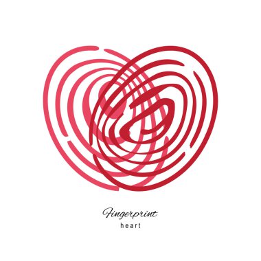 Beyaz zemin üzerine kırmızı kalp izole parmak izi