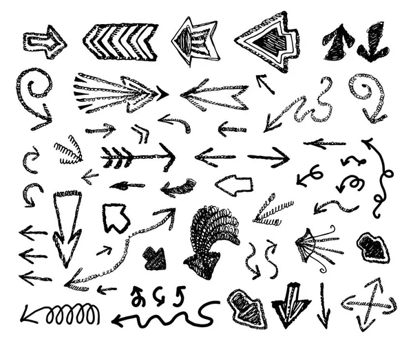 Jeu de vecteurs flèches Doodle — Image vectorielle