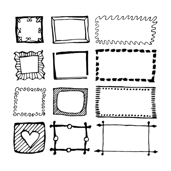 Hand drawn rectangle frames set — Stock Vector