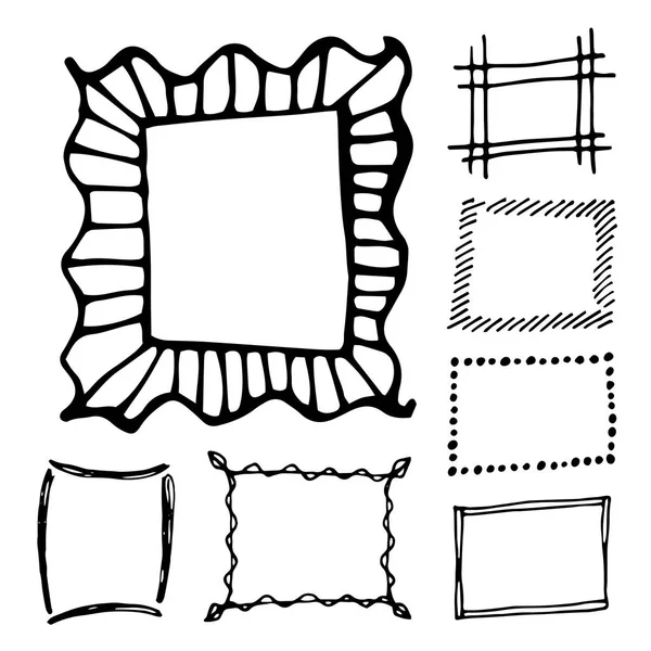 Hand drawn rectangle frames set — Stock Vector