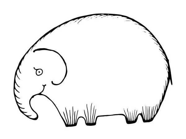 Слон нарисован вручную на белом фоне — стоковый вектор