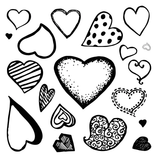 Doodle hart pictogrammen — Stockvector