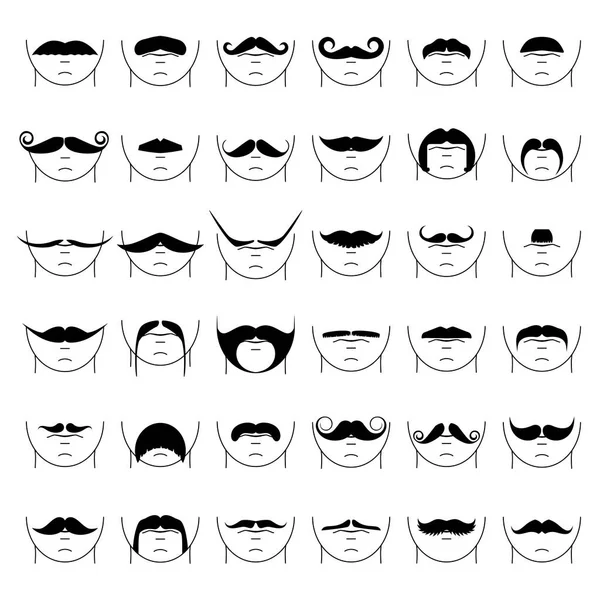 Gran conjunto de vector bigote hipster . — Archivo Imágenes Vectoriales