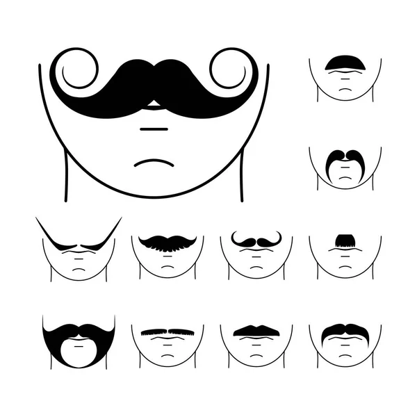 Grande conjunto de bigode vetor hipster . — Vetor de Stock