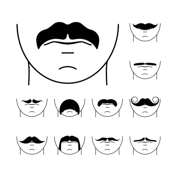 Gran conjunto de vector bigote hipster . — Archivo Imágenes Vectoriales