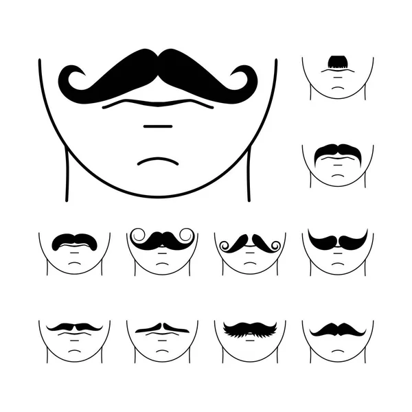 Grand ensemble de moustache vecteur hipster . — Image vectorielle