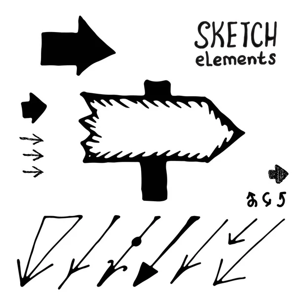 涂鸦矢量箭头矢量集。草图元素 — 图库矢量图片